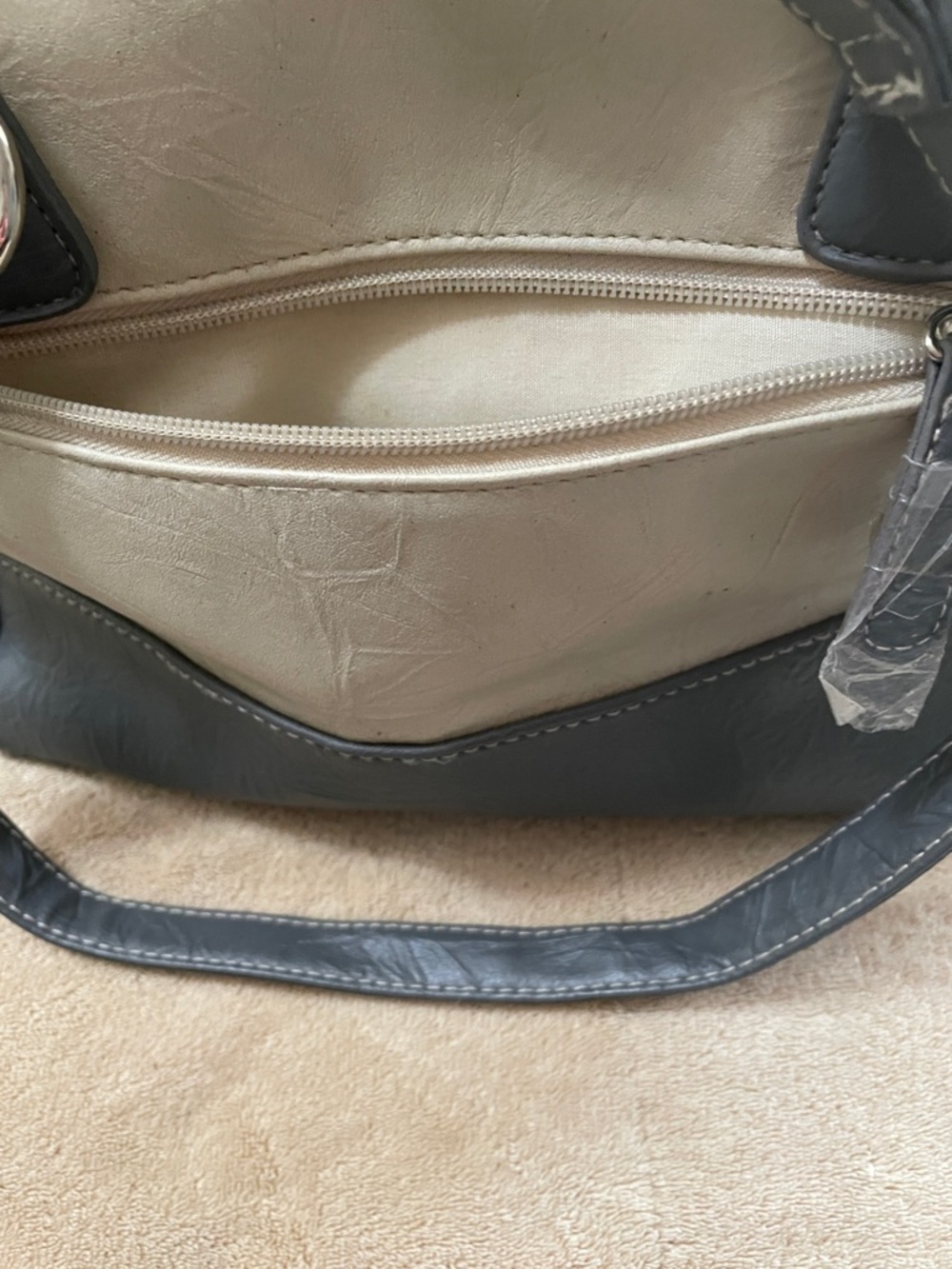 Stone & Co. Cream and Gray Structured Shoulder Tote - Picture 5 of 9